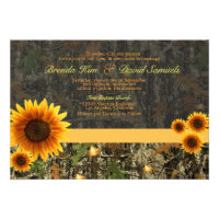 Camo Sunflowers Wedding Invitation