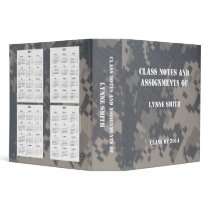 Camoflauge ACU Class Notes, Personalized 3 Ring Binders