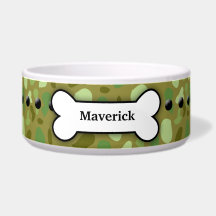 Camoflauge Army Custom Pet Dog Food Bowl