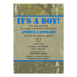 Camouflage & Blue Baby Shower Invitation