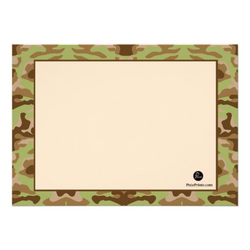 Camouflage Brown Photo Invitation
