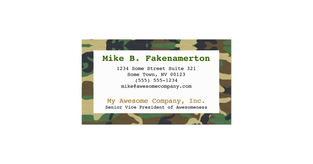 Camouflage / Camo Business Card Zazzle