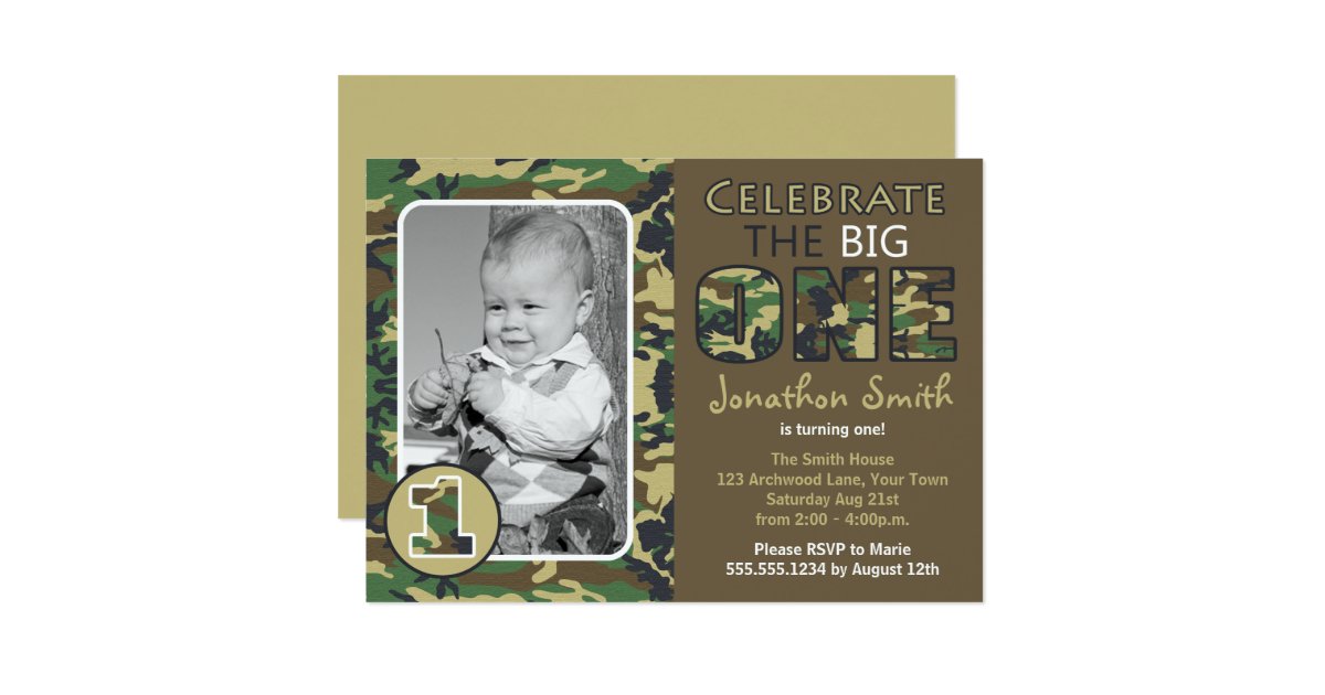 Camouflage / Camo Theme First Birthday Card | Zazzle
