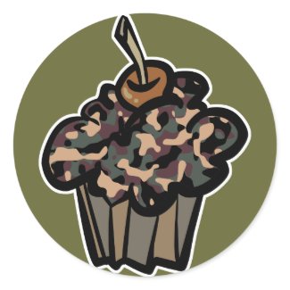 camouflage cupcake sticker