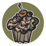 camouflage cupcake round sticker