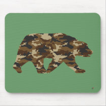 Camouflage Grizzly Bear Silhouette mousepads