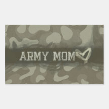 Camouflage Grunge Army Mom Love Rectangular Sticker