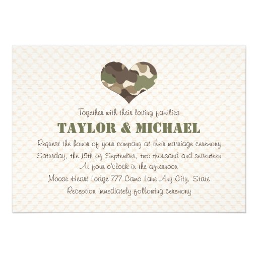 Camouflage Heart Wedding Invites