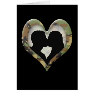 Camouflage Heart with Kissing Couple card