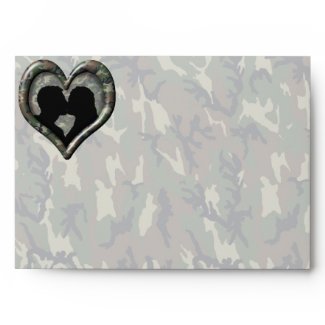 Camouflage Heart with Kissing Couple envelope