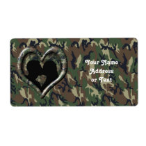 Camouflage Heart with Kissing Couple Personalized Shipping Labels