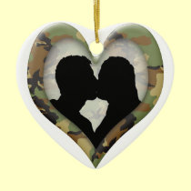 Camouflage Heart with Kissing Couple ornaments
