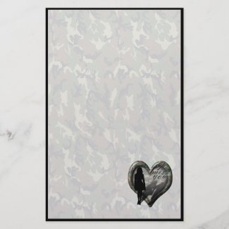 Camouflage Heart - Woman Missing Man (w/Text) stationery