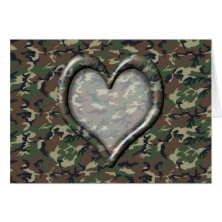 Camouflage Heart - Woodland card