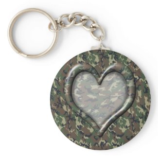 Camouflage Heart - Woodland keychain