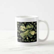 camouflage irish four leaf clover mugs