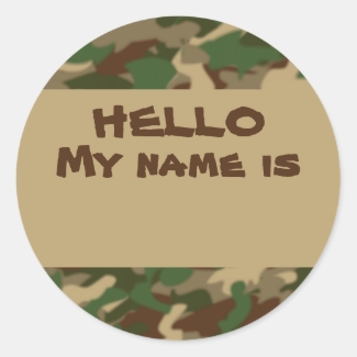 Camouflage Nametag Stickers Hello My Name Is