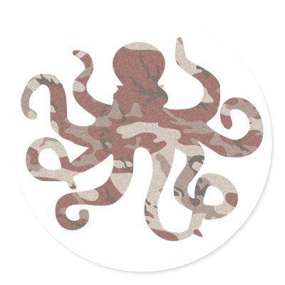 Camouflage Octopus Silhouette Round Sticker by evrose