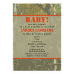 Camouflage & Orange Baby Shower Invitation