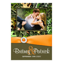 Camouflage Orange Hunting Camo Wedding Invitations