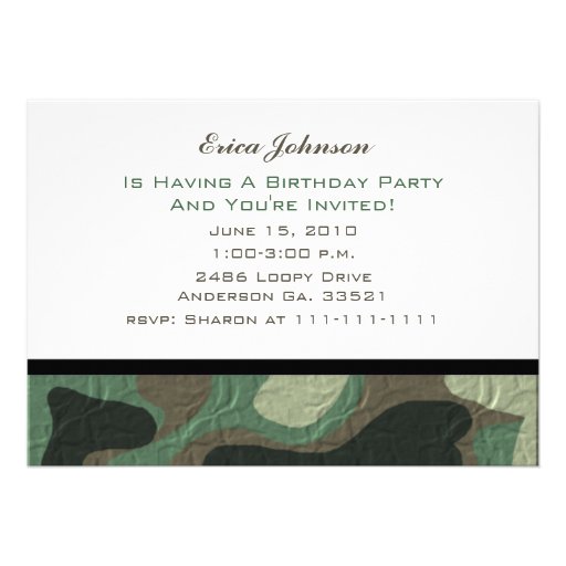 Camouflage Party Invitations (front side)