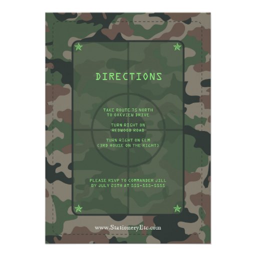 Camouflage Party Theme Custom Invitation