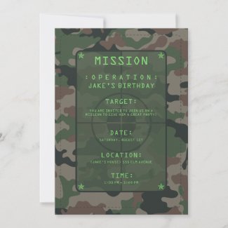 Camouflage Party Theme invitation