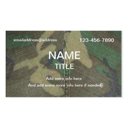 Camouflage Pattern Business Card Zazzle