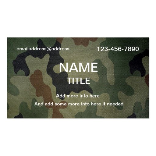 Camouflage Pattern Business Card (front side)