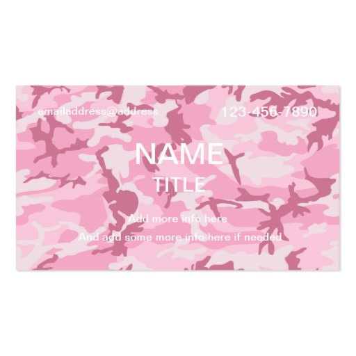 Camouflage Pattern Business Cards (front side)