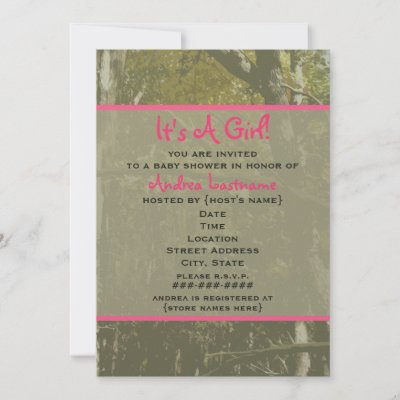  Baby Shower Invitations on Baby Shower Invitation Featuring A Camouflage And Pink Design