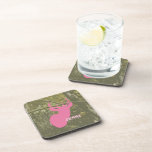 Camouflage & Pink Deer Cork Coasters - Set Of Six