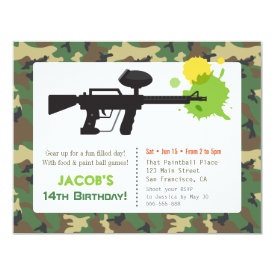 Camouflage Print Paint ball Birthday Party Card