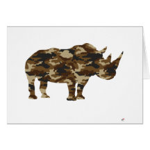 Camouflage Rhinoceros Silhouette Cards