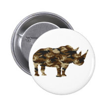 Camouflage Rhinoceros Silhouette Pins