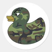 Camouflage Rubber Duck Round Stickers
