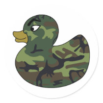 Camouflage Rubber Duck Round Stickers
