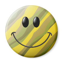 Camouflage Smiley Face magnets by tshirtmonkey Camouflage Smiley Face magnets