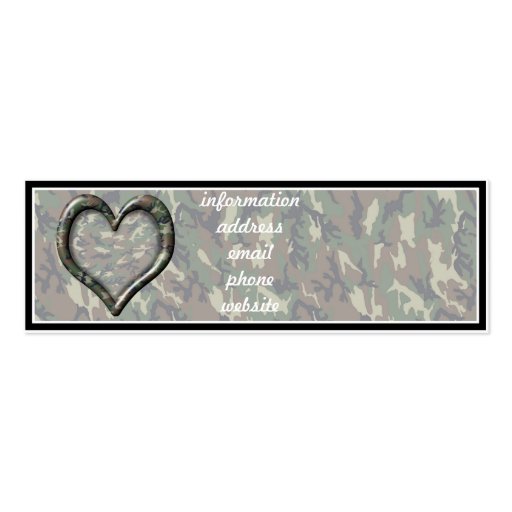 Camouflage Woodland Forest Heart on Camo Business Card Templates (back side)