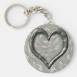 Camouflage Woodland Forest Heart on Camo Keychain
