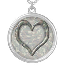 Camouflage Woodland Forest Heart on Camo Custom Necklace