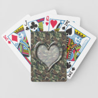 Camouflage Woodland Forest Heart on Camo Poker Cards