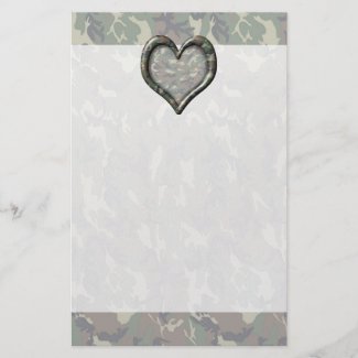 Camouflage Woodland Forest Heart on Camo stationery