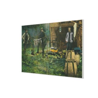 Camp Ground Scene of Men Camping in Maine Canvas Prints