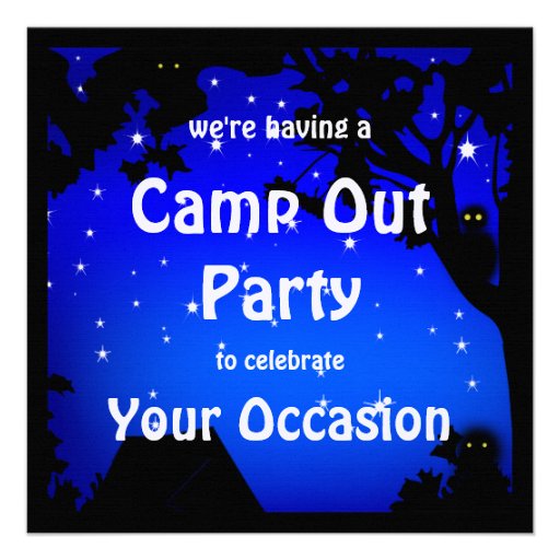 Camp Out Party Invitation (front side)