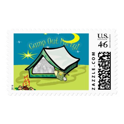 Camp Out Photo Party Card Postage Stamps by partypassion
