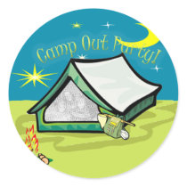 Camp Out Photo Party Card stickers by partypassion Camp Out Photo Party Card stickers