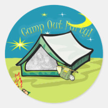 Camp Out Photo Party Card Sticker