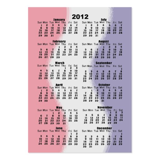 Campaign Candidate 2012 Calendar Card Business Card Template (back side)
