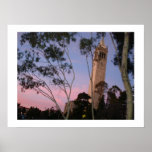 Campanile Sunset Poster, Illuminated at Dusk posters